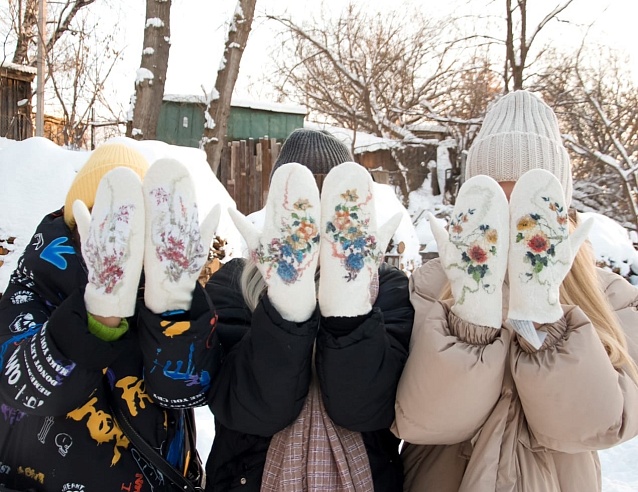 Меринос Варежки VIP сувенир Hand made. Фото № 2