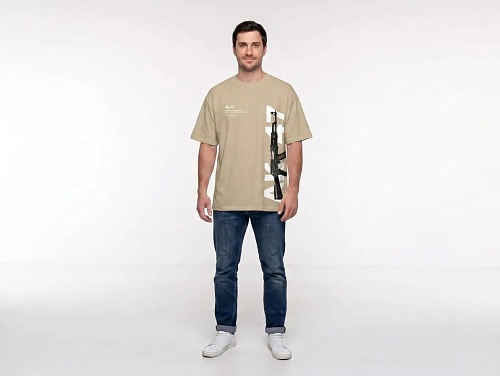 Футболка Oversize Premium песок "Цитата" (48-50\L)
